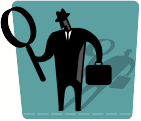 man with magnifying glass - icon