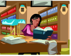 woman in library icon